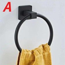 UK Hand Towel Ring Black Round Holder Wall Mounted Rail for Kitchen Bathroom