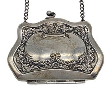 Antique VICTORIAN Silver Plate Ladies Dance Purse Evening Bag Coin Purse