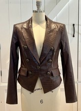 VERONICA BEARD Dickey Jacket Women Size 4 Brown Chickory COOKE Vegan Leather EUC