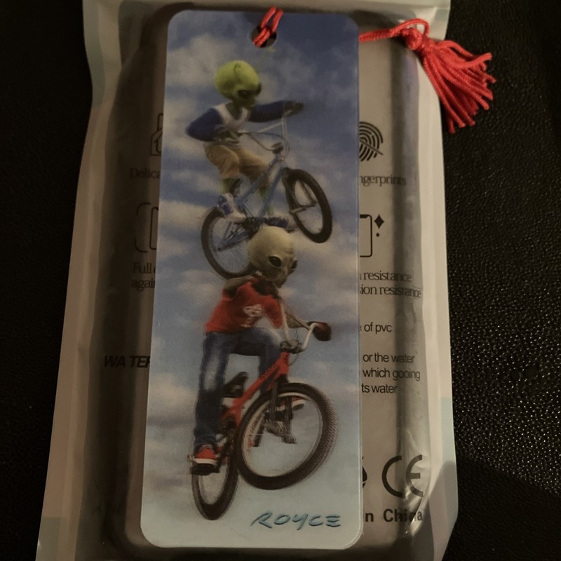 Lenticular Aliens On Bikes Bookmark Alien Vintage RARE! LAST ONE