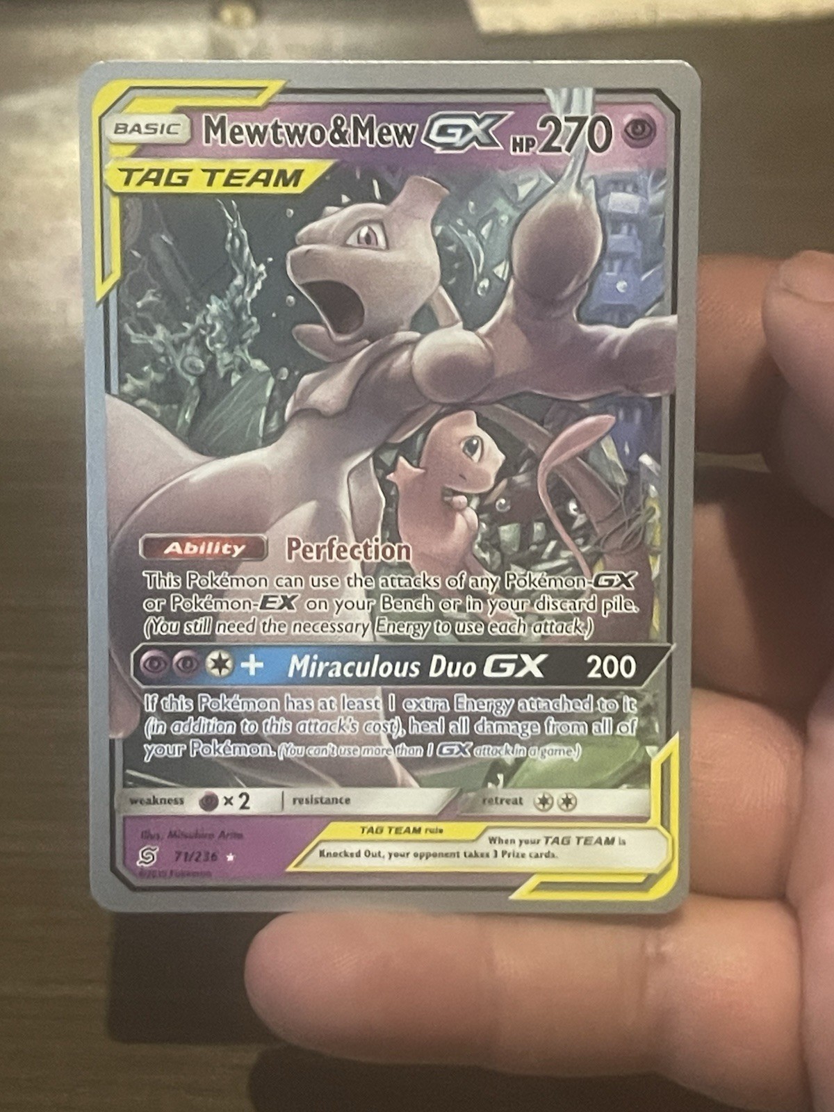 Pokemon World Championship 2019 Mewtwo & Mew GX Unified Minds 71/236 NM