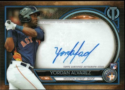 2020 Topps Tribute YORDAN ALVAREZ RC #TA-YA Astros ON CARD AUTO Blue 39/150