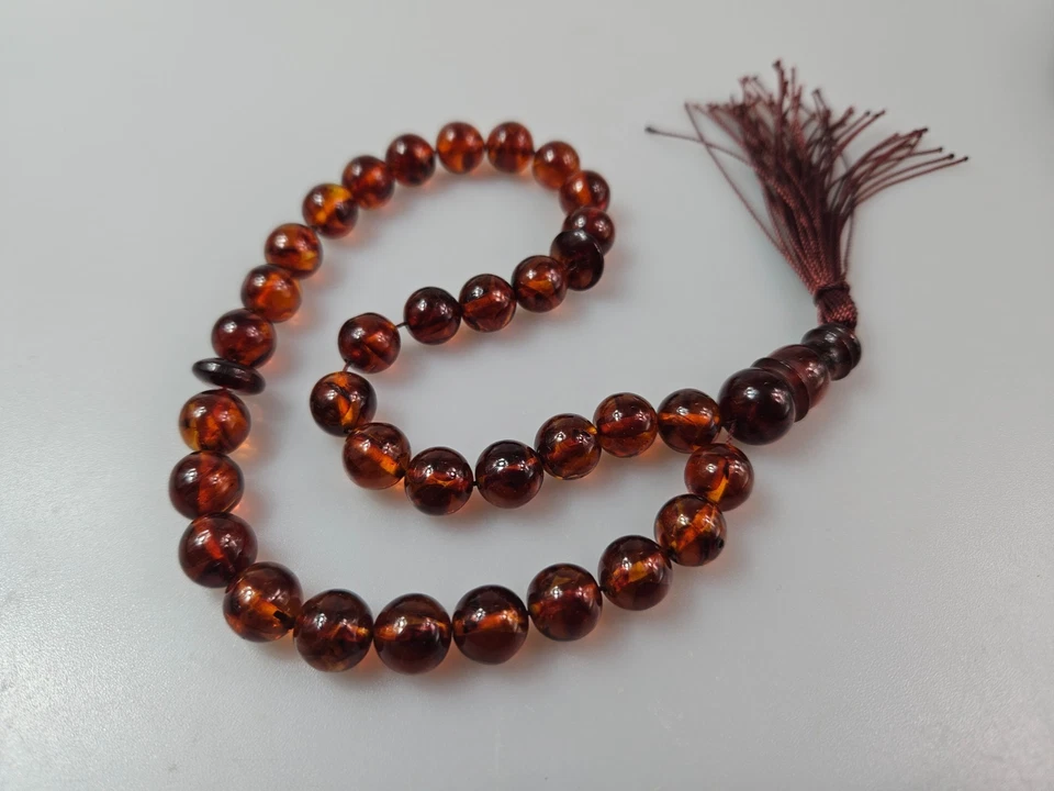 chapelet en ambre couronne de prière musulmane en ambre Tesbih - Photo 1/4