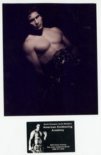 VINTAGE PHOTO JAVIER MENDEZ WORLD KICKBOXING CHAMPION PORTRAIT + BUSINESS CARD