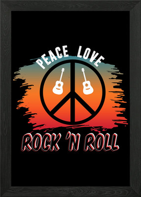 Peace Love Rock'n'Roll gerahmtes Wandbild Poster Leinwanddruck Bild