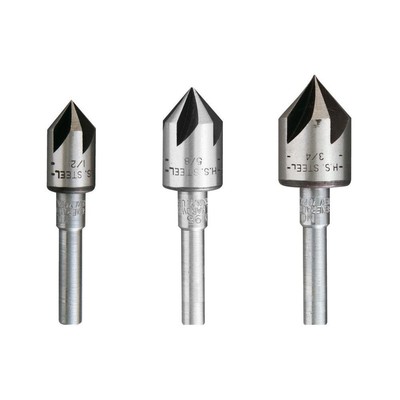 3 Piece Countersink Bit Set #195ST, Includes 1/2 in., 5/8 in. and 3/4 in. Bits