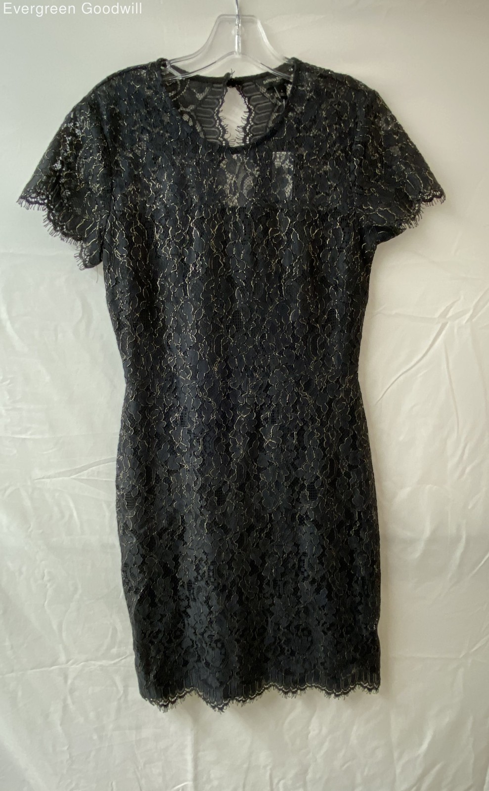 NWT Banana Republic Women's Black Floral Lace Short Sleeve Mini Dress Size 4