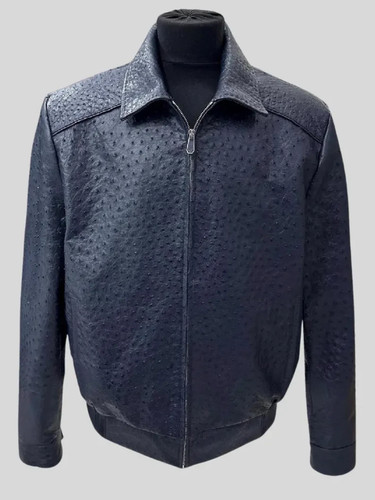 Navy Blue Leather Jacket Men | Exotic Textured Vintage Style Coat