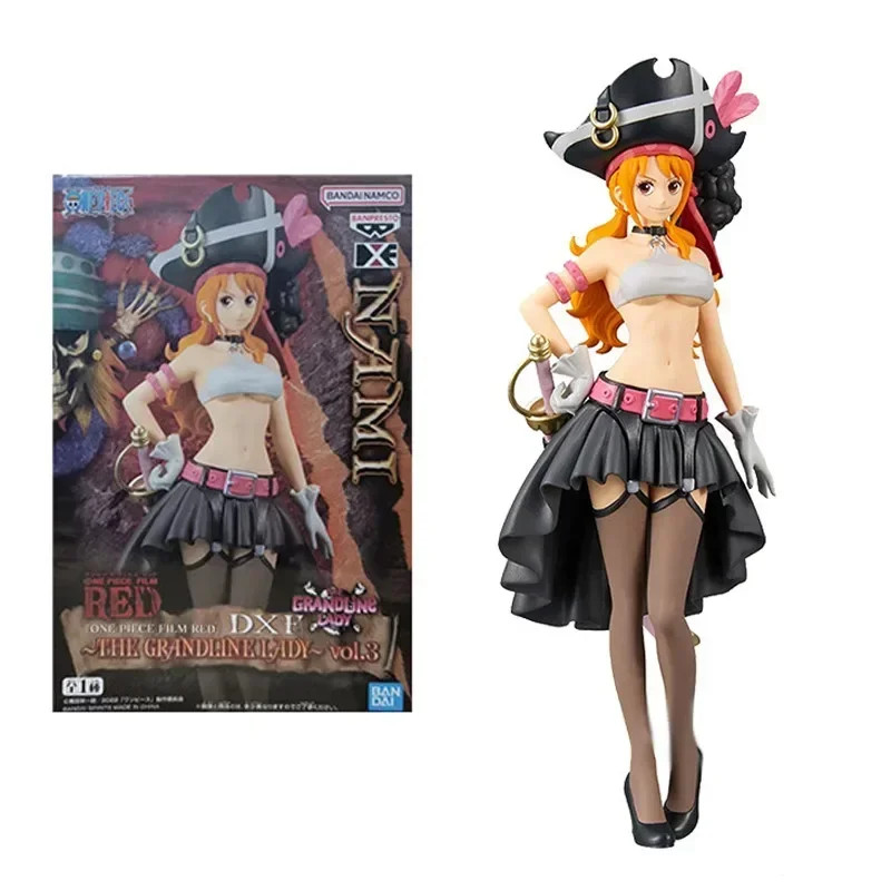 19cm One Piece Nami Black Clothes Action Figure Film Red PVC Toy