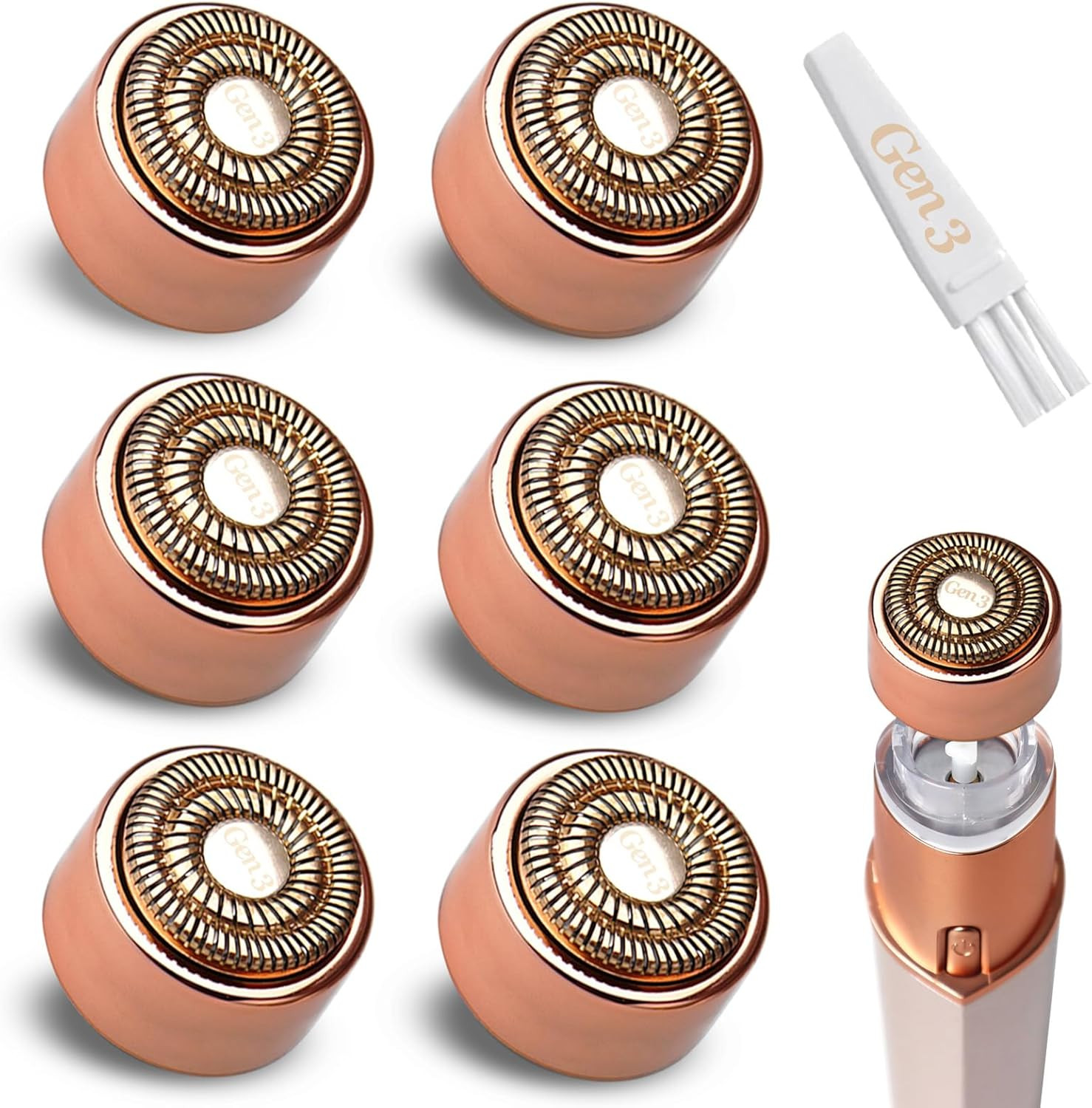 6Pack Facial Rose Gold Gen 3 Replacement Heads for Flawless Hair Remover Generat