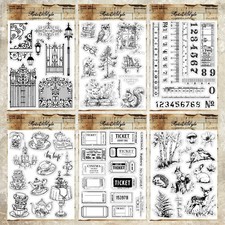 Biglietti animali vintage timbri gomma trasparente diario album carte creazione artigianato