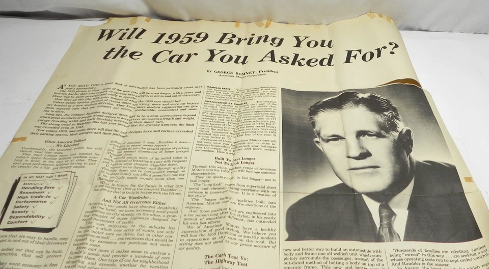 PÓSTER DE CONCESIONARIO RAMBLER VINTAGE "¿TE TRAERÁ 1959 EL AUTO QUE PEDISTE?" Foto 3 de 4