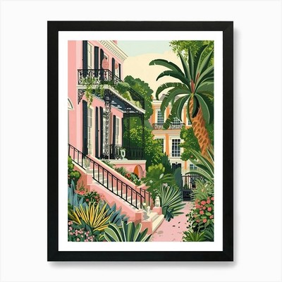 Gartenviertel Bilderbuch Illustrat gerahmtes Wandbild Poster Leinwanddruck Bild
