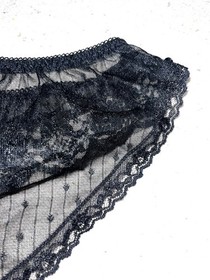 Vintage Fredericks of Hollywood Nylon Black Crotchless Sheer Lace Sequins L