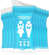 10 PCS Emergency Portable Pee Bags, 900ML Travel Johns Disposable Urine Bags for