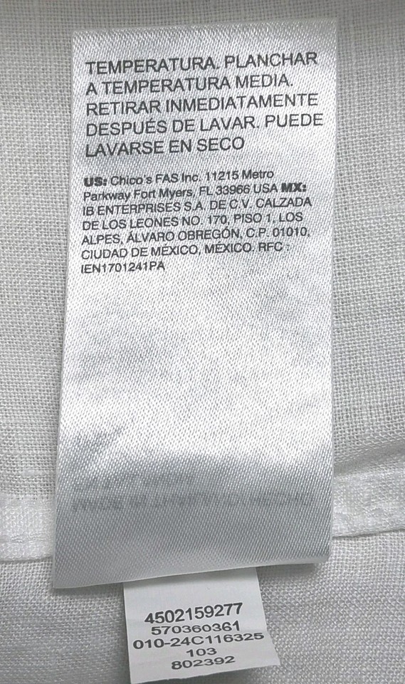 Chico's white Linen Top Size 1 US 8 button down roll up sleeve Classic ...