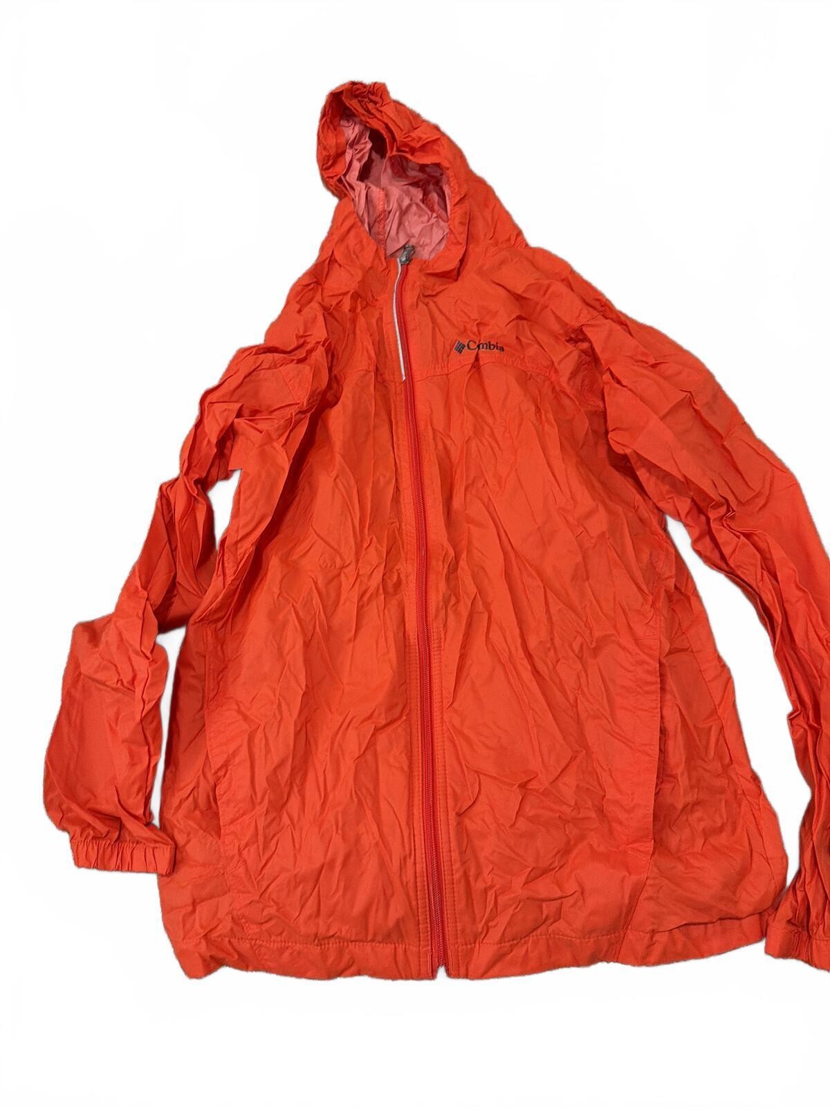 Columbia Boys Orange Hooded Jacket Windbreaker XL