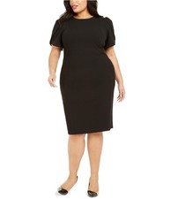 Calvin Klein Womens Evening Sheath Dress, Black, Plus Size, 22W