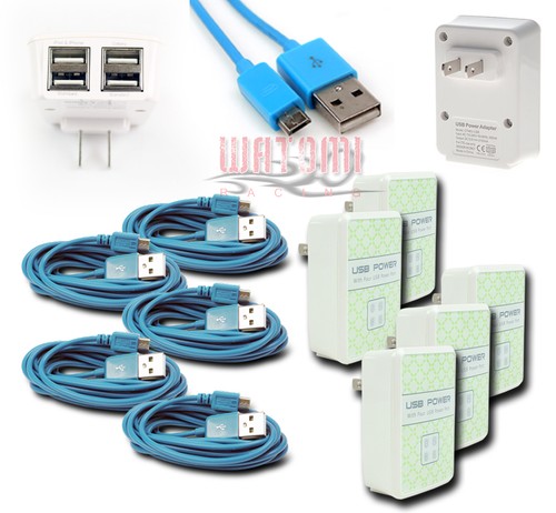 5X 4 USB PORT WALL ADAPTER+3FT CABLE POWER CHARGER AQUA FOR GALAXY S4 S3 NOTE 2
