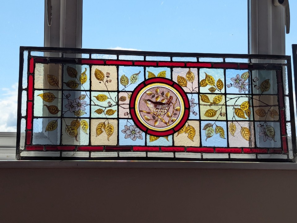 Outstanding Decorative Victorian Stained Glass Fanlight Window | eBay UK
