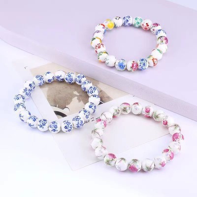 Blue And White Porcelain Ceramic Bead Bracelet - Ethnic Style Creative DIY