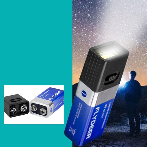 9V Battery Flashlight 9V Mini LED Key Light 6F22 Battery Not Included