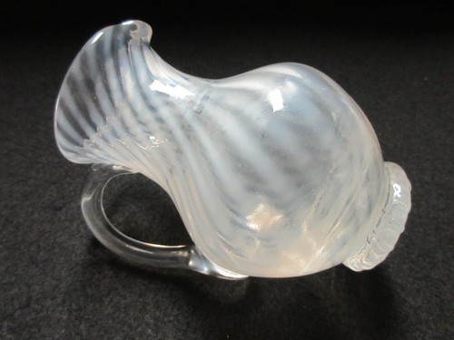 Footed White/Clear Opalescent Swirl Creamer - Picture 4 of 12