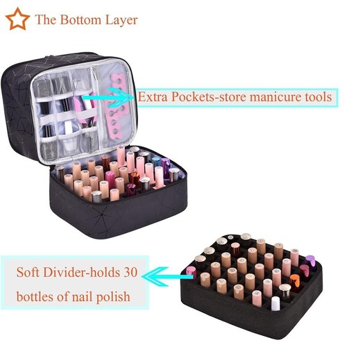 Nail Polish Organizer Nail Light Dryer Storage Carry Case Portable Cosmetic Bag - Picture 9 of 17
