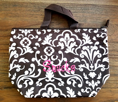 New! Thirty One Thermal Lunch Tote Charcoal Crosshatch Brown