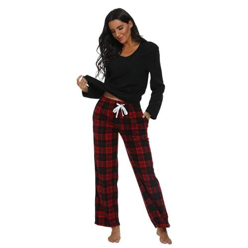 Couple Pajama Sets, Plaid Pajama Set for Men and Women Soft Warm Pjs Set  - Bild 4 von 8