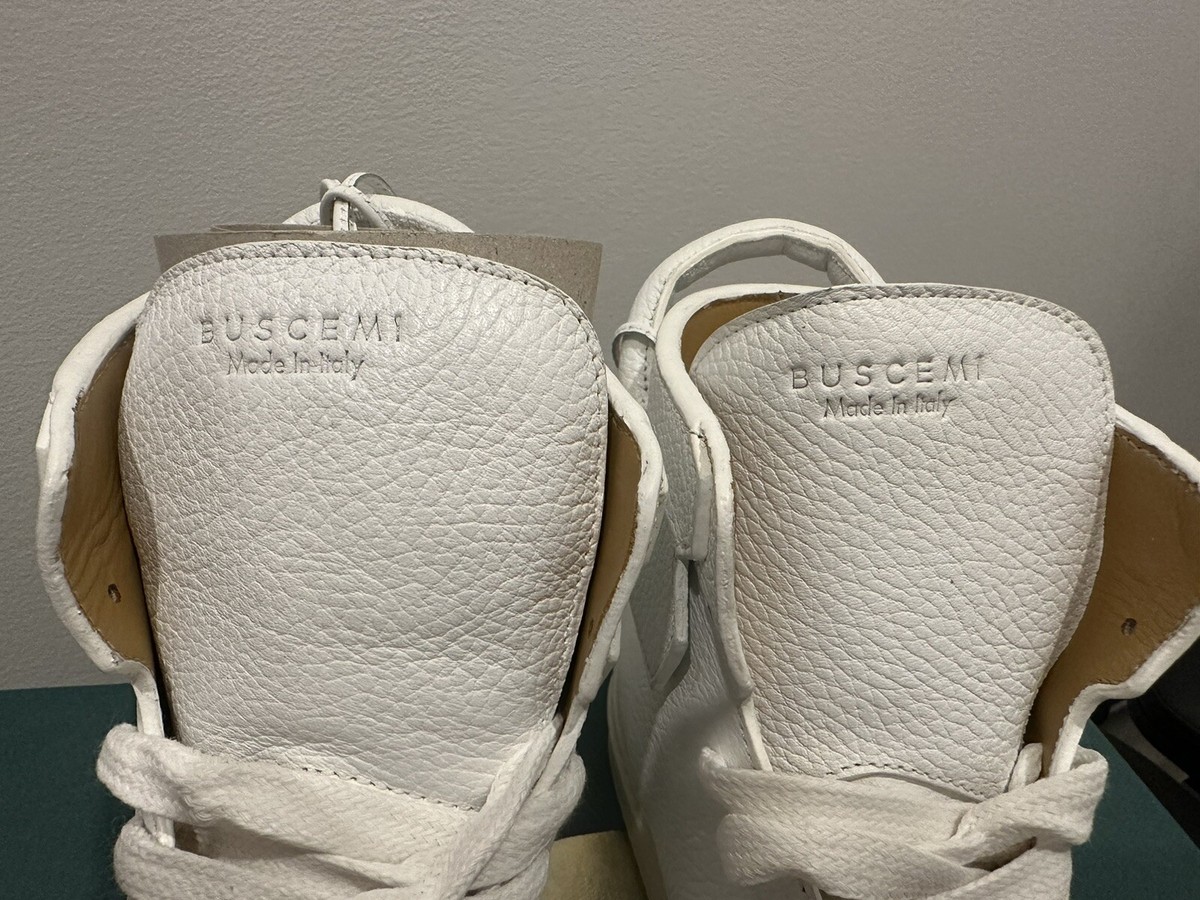 Brand New White Buscemi men white Leather sneakers 125mm High Size 