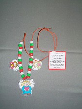 HANDMADE Child's Christmas/Holiday Beaded Angel Necklace with Gift Tag - NEW