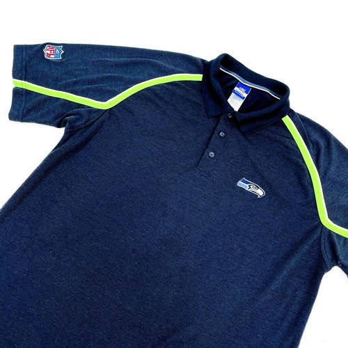 Polo Seattle Seahawks NFL Reebok taglia XL blu squadra di calcio ricamata - Foto 6 di 7