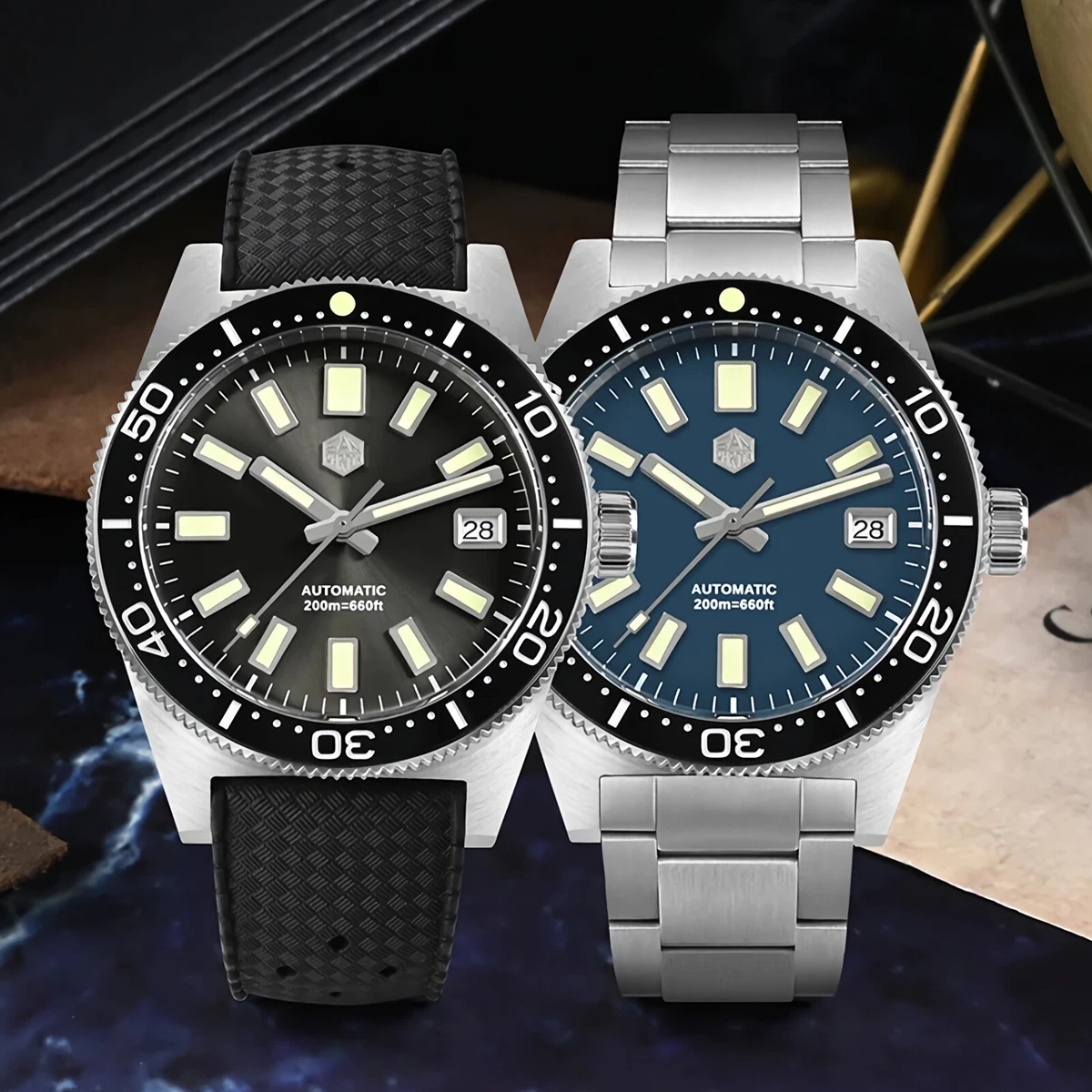 SAN MARTIN SN0007 G B 62MAS Automatic Enamel Dial 39mm 20ATM Men s Diver Watch