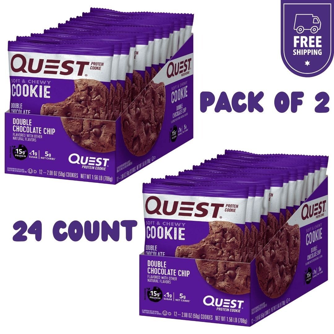 Quest Protein Cookie, Double Chocolate Chip, 15g Protein, 24 Ct