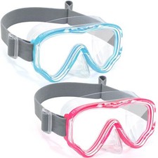 Vvinca Swim-Goggles with Nose Cover 2 Packs Elastic Fabric Strap Snorkel Swim