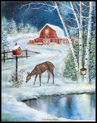 Holiday Skating - DIY Chart Counted Cross Stitch Patterns Needlework DMC Color
