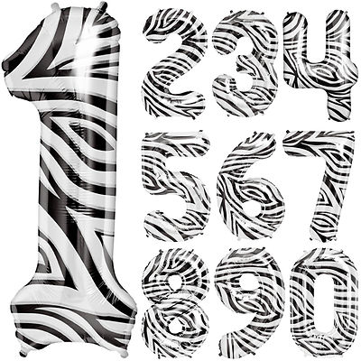 34/" Giant Zebra Foil Number Balloons Helium Large Baloons Happy Birthday Party