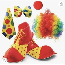 Clown Costume Set w/Wig, Nose, Shoes, Bow, & Tie #Halloween #Carnival by:Prextex