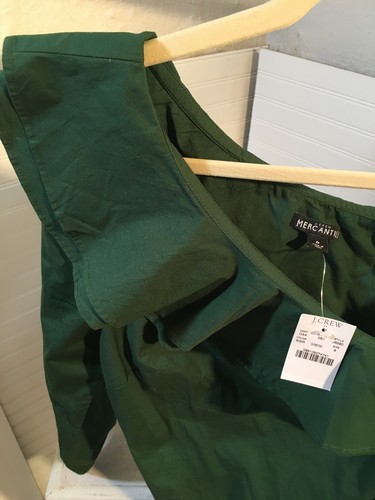 New J Crew Mercantile Womens Dress 6 One Shoulder Stretch Long Sleeve Green 827 - Picture 5 of 12