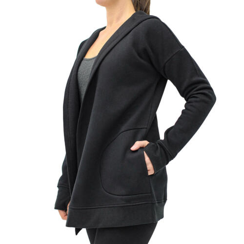 Active Life Women's SMALL Casual Hooded Sweatshirt Cardigan Parka - Black - Picture 2 of 3