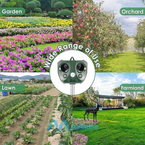 2x Ultrasonic Solar Animal Repeller 5 Modes w/ Motion Sensor Flashing Light Yard - Picture 16 of 43