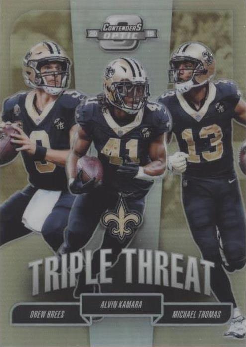 2018 Panini Contenders Optic Alvin Kamara Drew Brees Michael Thomas #TT-NOS - 1 of 2