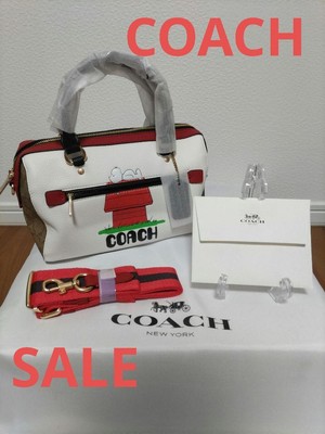 New Coach Peanuts Rowan Satchel With Snoopy Leather Handbag C6164 White