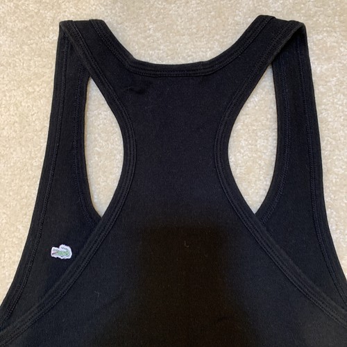 Camiseta sin mangas Lacoste negra espalda cruzada chaleco para mujer talla 40 mediana M logotipo bordado - Imagen 8 de 12