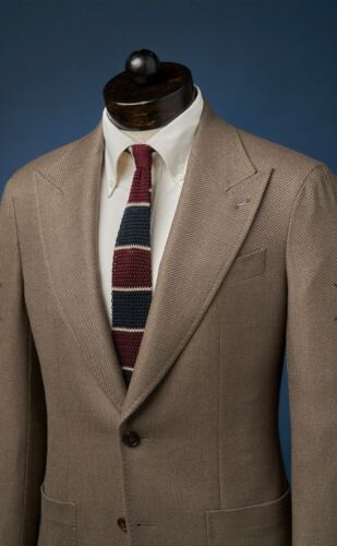 SPIER AND MACKAY Men's Taupe Heavy Twill Peak Lapel Sportcoat Size 44R - Picture 3 of 6