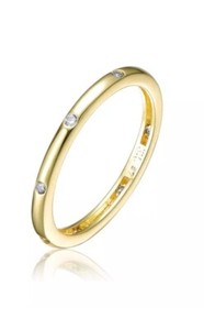 Authentic Sophisticated 14K Gold Plated Clear Cubic Zirconia Band Ring.