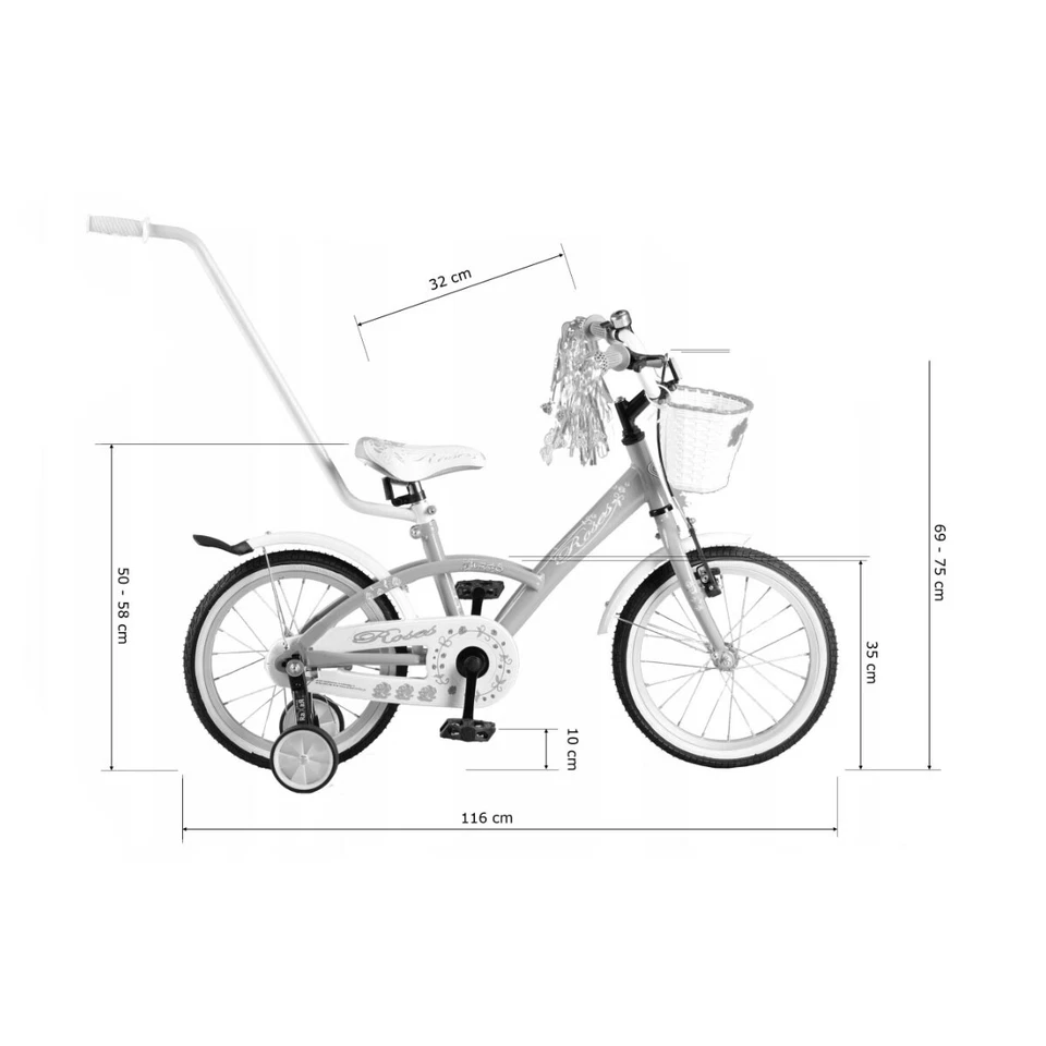 ROSES 16" Kinderfahrrad Zoll Kinderrad Kinder Fahrrad Bike Spielrad für Mädchen - Bild 3 von 3