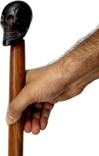 Nautical Handmade Antique Black brass Skull Head brown wooden Walking Stick cane