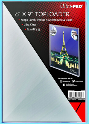 5 Ultra Pro 6x9 TOPLOADERS with 5 6x9'' Soft Inner Sleeves NEW Photo Sports Rigid
